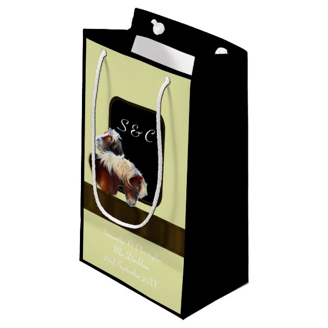 Horse and pony equestrian themed small gift bag (Front Angled)