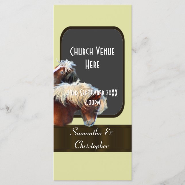 Horse and pony equestrian wedding program programme (Front)