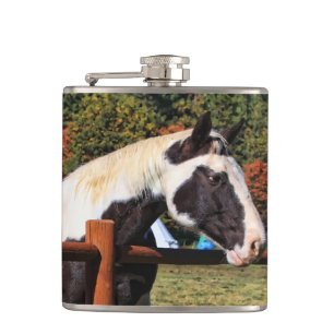 HORSE AND RAIL FENCE HIP FLASK