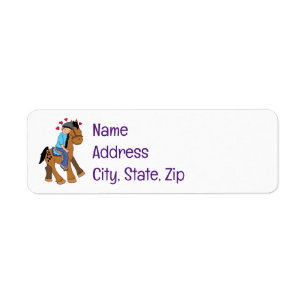 Horse and Rider Blue Shirt - Return Address Label