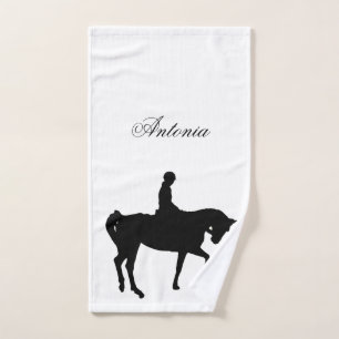 Horse and rider silhouette hand towel