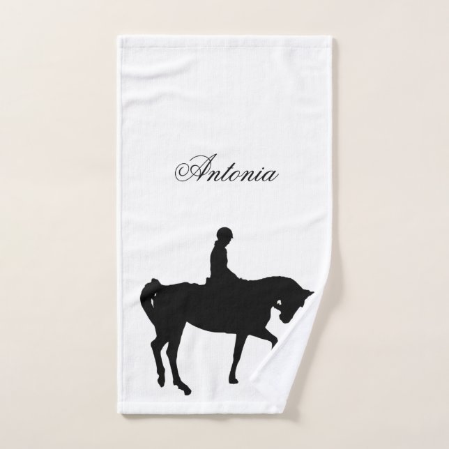 Horse and rider silhouette hand towel (Hand Towel)