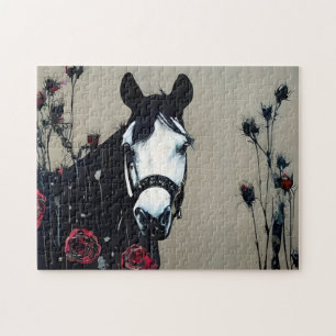 Horse and Roses Postcard Jigsaw Puzzle
