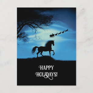 Horse and Santa Claus Christmas Happy Holidays Holiday Postcard