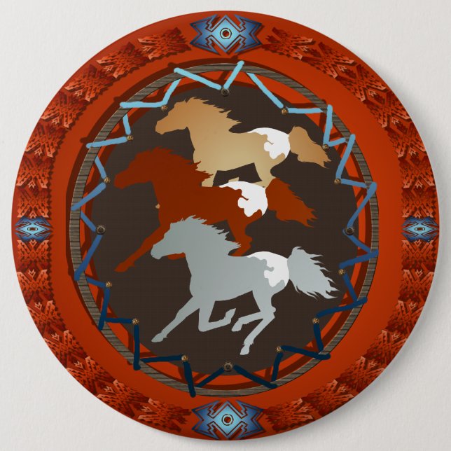 Horse and Shield-Magnet 6 Cm Round Badge (Front)