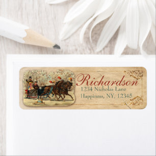 Horse and Sleigh Antique Victorian Christmas Old
