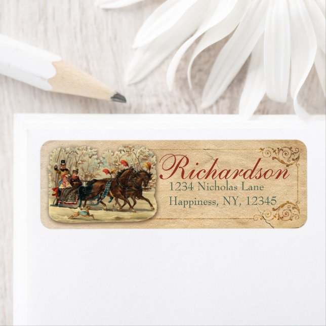 Horse and Sleigh Antique Victorian Christmas Old (Insitu)