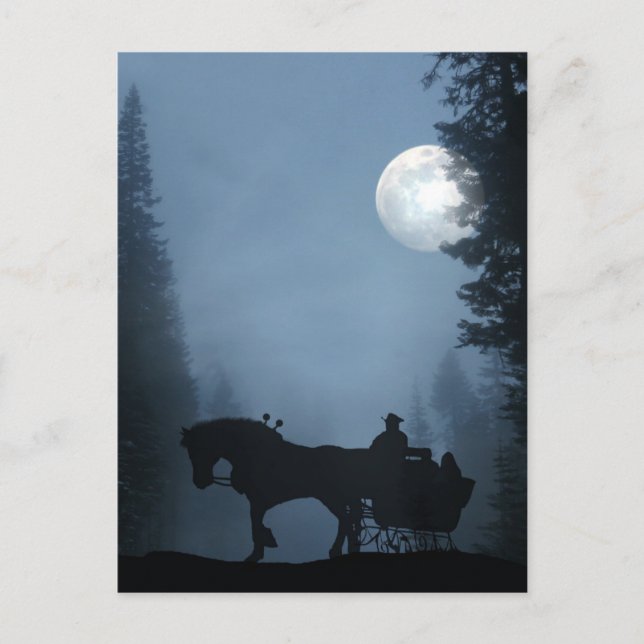 Horse and Sleigh Holiday Postcard (Front)