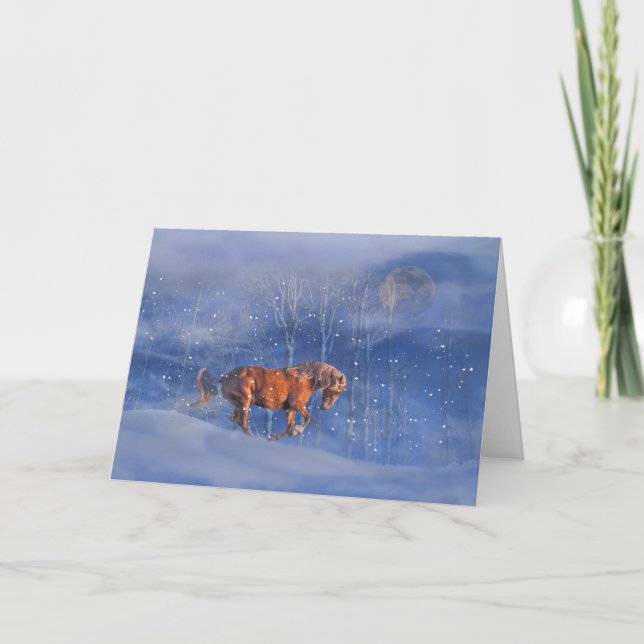 Horse and Snow Holiday Magic Card (Front)