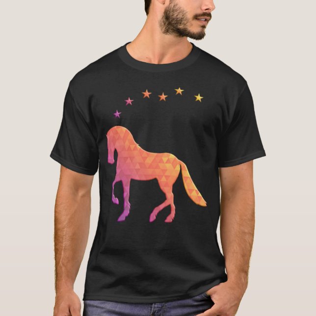 Horse And Stars Geometric riders school amadeus  T-Shirt (Front)