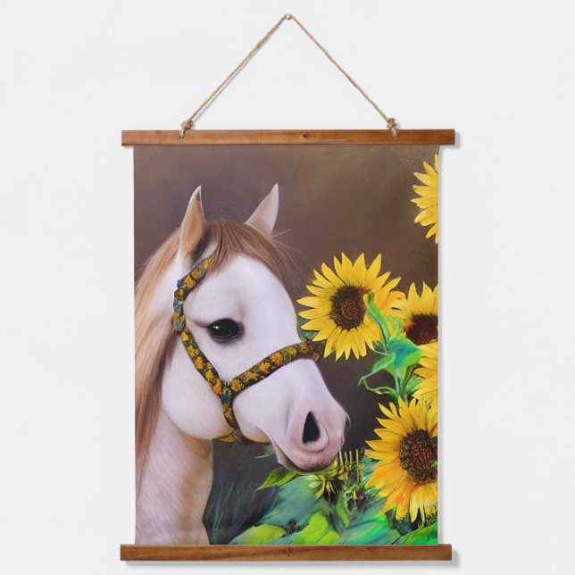 Horse and Sunflowers  Hanging Tapestry (Front)