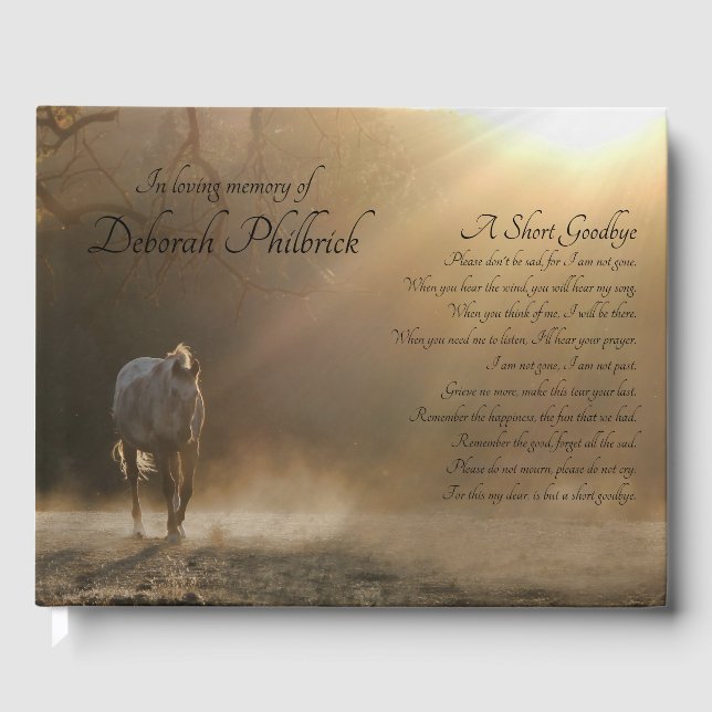 Horse and Sunlight Spiritual Memorial Guest Book (Front)