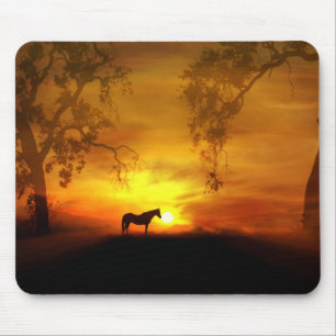 Horse and Sunrise Mouse Pad