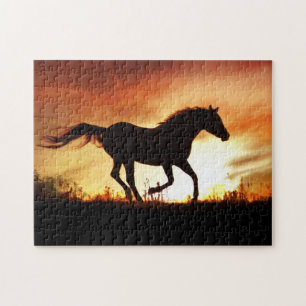 Horse and Sunset Running Jigsaw Puzzle