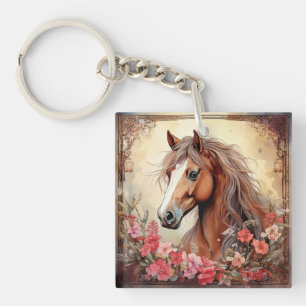 Horse and Wildflowers Key Ring