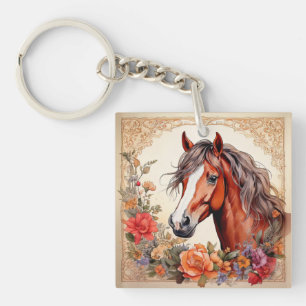 Horse and Wildflowers Key Ring
