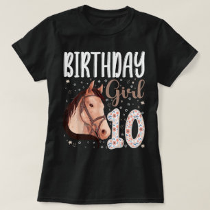 horse Animal Lovers 10th Birthday Girl B-day 10 T-Shirt