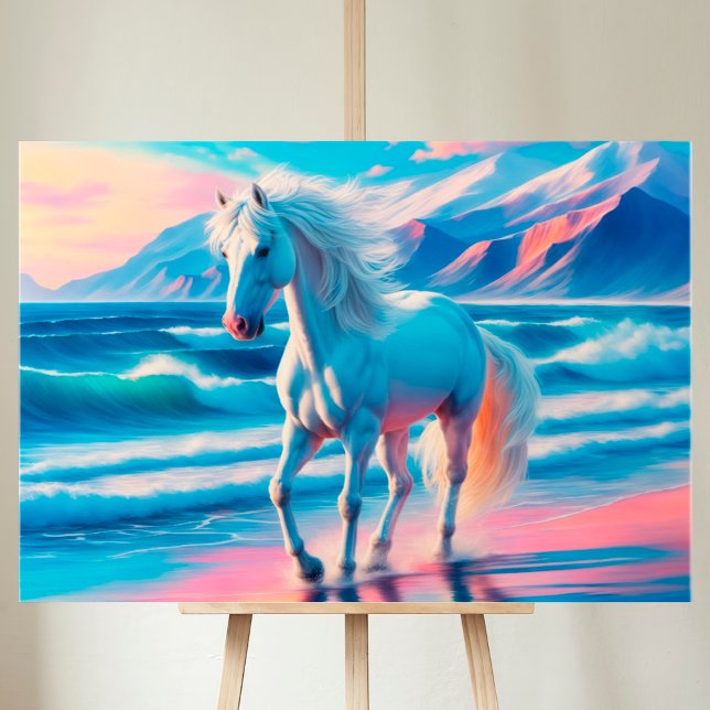 Horse animal ocean waves mountains freedom  canvas print (Creator Uploaded)