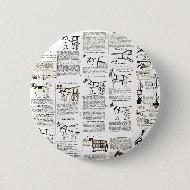 Horse Antique Advertising Newspaper Art 6 Cm Round Badge (Front)