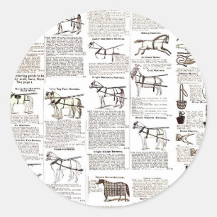 Horse Antique Advertising Newspaper Art Classic Round Sticker