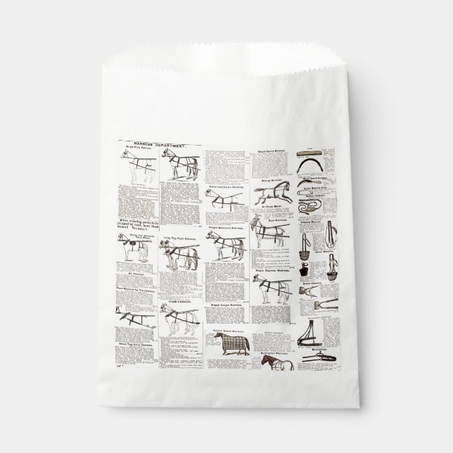 Horse Antique Advertising Newspaper Art Favour Bags (Front)