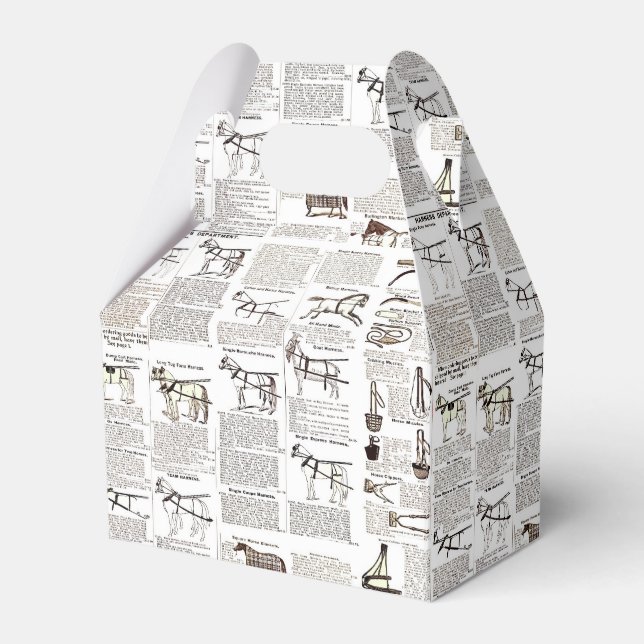 Horse Antique Advertising Newspaper Art Favour Box (Front Side)