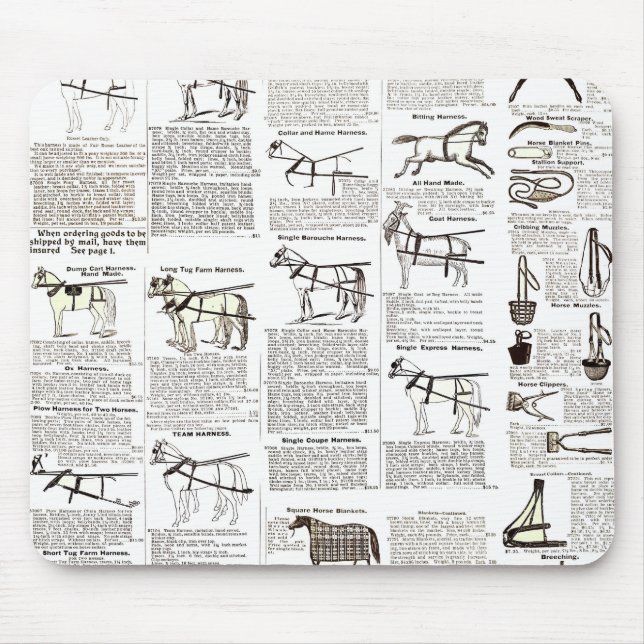 Horse Antique Advertising Newspaper Art Mouse Mat (Front)