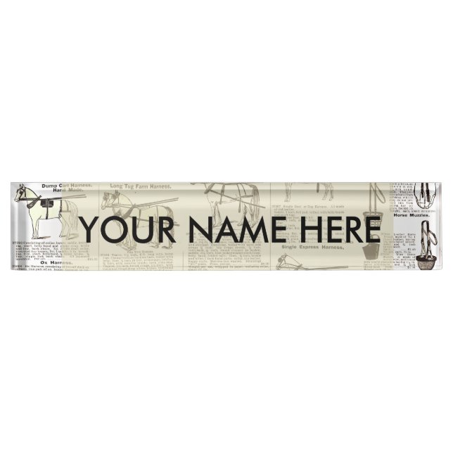 Horse Antique Advertising Newspaper Art Nameplate (Front)