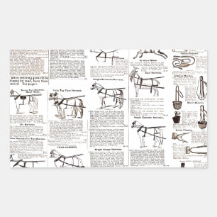 Horse Antique Advertising Newspaper Art Rectangular Sticker