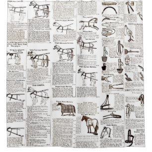 Horse Antique Advertising Newspaper Art Shower Curtain