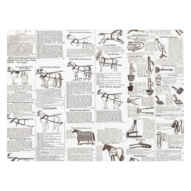 Horse Antique Advertising Newspaper Art Tablecloth (Front (Horizontal))