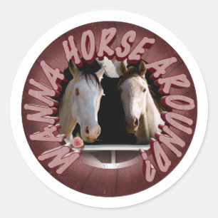 Horse Around Valentine's Day Classic Round Sticker