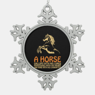Horse Art A Horse Gallops Snowflake Pewter Christmas Ornament