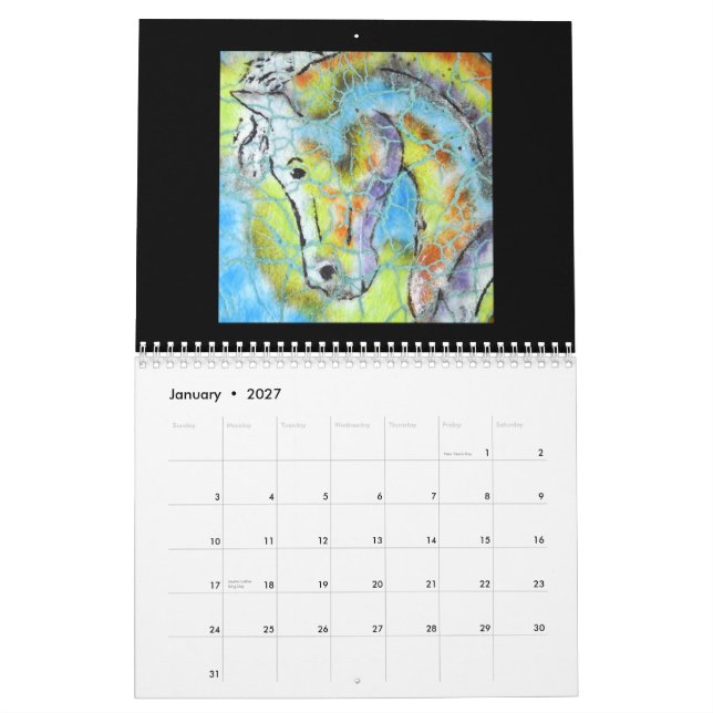 Horse art calendar (Jan 2027)