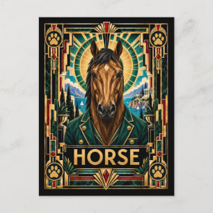 Horse, Art Deco Wildlife Postcard
