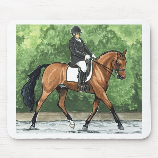Horse Art Dressage Horse Bay Trotting Mouse Mat (Front)