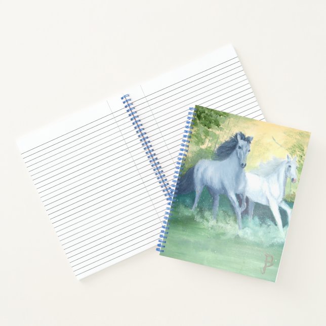 Horse Art Hardcover Spiral Notebook (Inside)