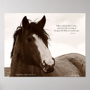 Horse Art Poster With Inspirational Quote 11x14