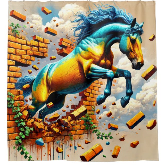 Horse Art Shower Curtain (Front)