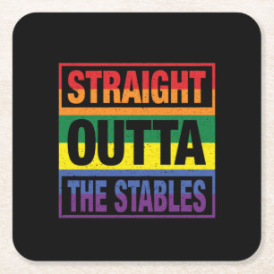 Horse Art Straight Outta The Stables Square Paper Coaster