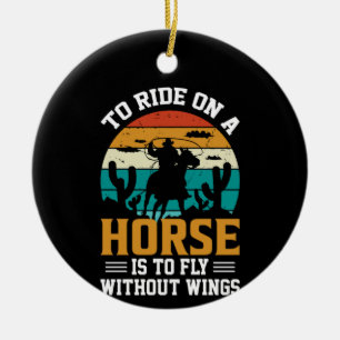Horse Art To Ride On A Horse Ceramic Tree Decoration