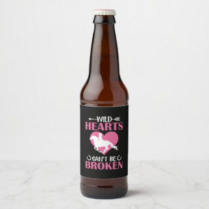 Horse Art Wild Hearts Can't Be Broken Beer Bottle Label