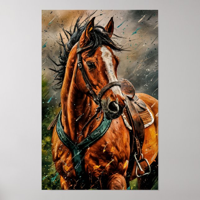 Horse Art Wild Horse Art Horse Gallery Art Paint Poster (Front)