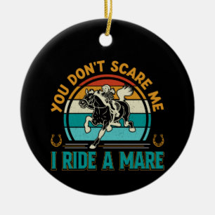 Horse Art You Don't Scare Me Ceramic Tree Decoration