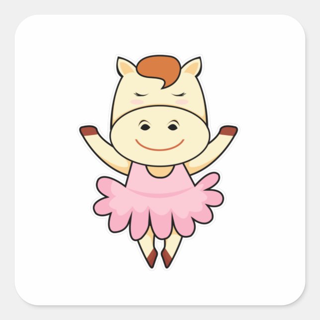 Horse as Ballerina in Ballet Square Sticker (Front)