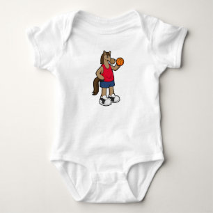 Horse as Basketball player with Basketball Baby Bodysuit