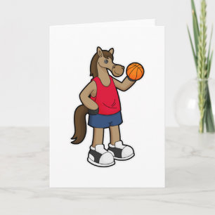 Horse as Basketball player with Basketball Card