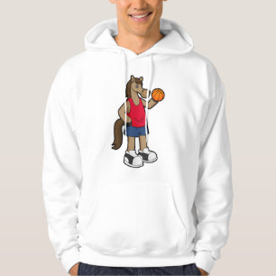 Horse as Basketball player with Basketball Hoodie