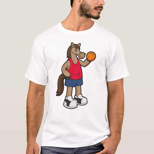 Horse as Basketball player with Basketball T-Shirt (Front)