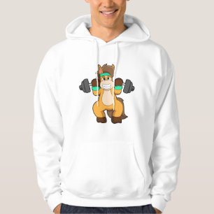 Horse as Bodybuilder with Barbell Hoodie